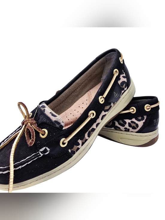 Sperry Shoes - Sperry Sliders Black & Leopard-Print Boat Shoe